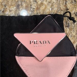 Prada Pink and Black Cosmetic cosmetic mirror in case accessory triangular